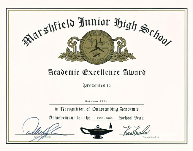 MJHS Academic Excellence Award