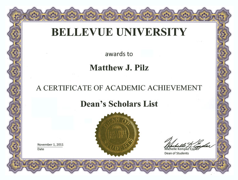 Bellevue University: Dean's Scholars List