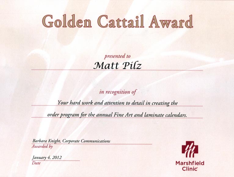 Golden Cattail Award - Marshfield Clinic