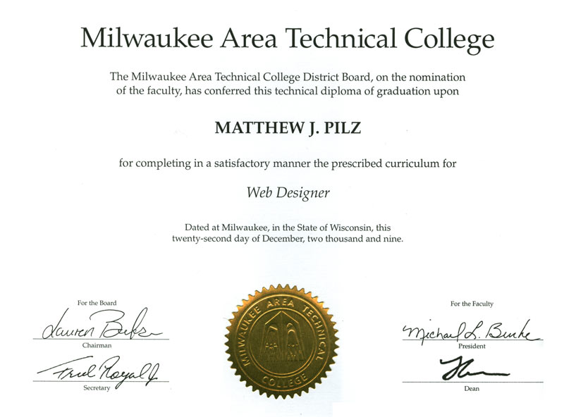 Milwaukee Area Technical College: Technical Diploma