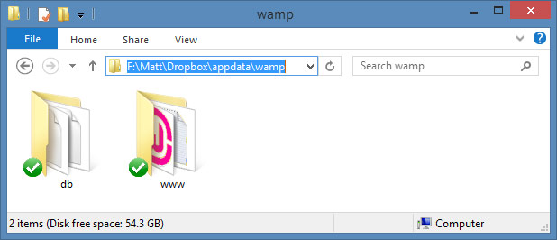 Dropbox Wamp Data Folders