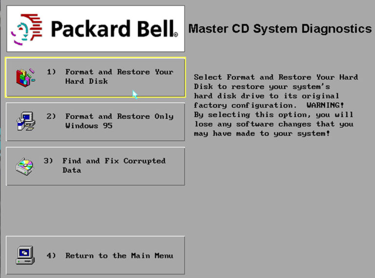 packard bell master cd windows 95